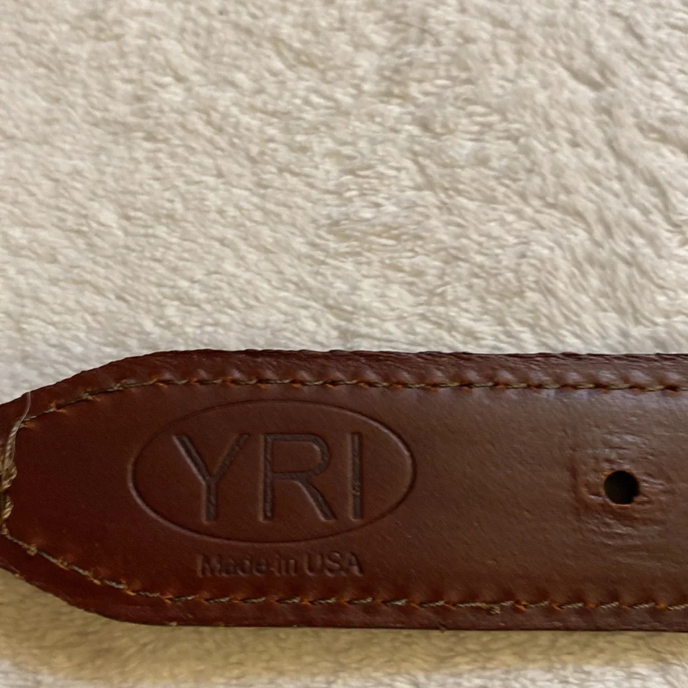NWT YRI canvas navy white ribbon leather belt with ACK burgee brass buckle Sz 32